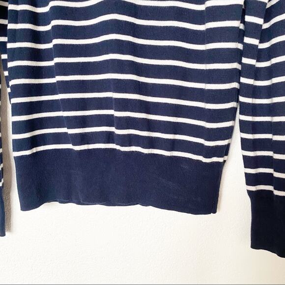 French Connection Nautical Stripe Bow Back Crewneck Sweater Size Medium - Picture 5 of 6